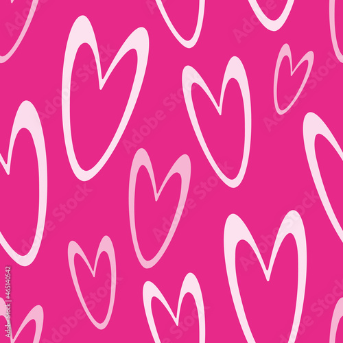 Vector Seamless pattern with pink and white hearts outlines.  Designed for St Valentine's day. Great for fashion, textiles, background, greeting cards, mugs or product packaging.  