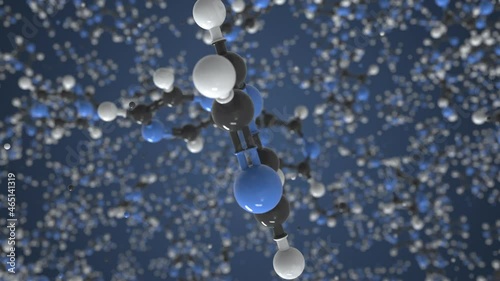Pyrazine molecule, isolated molecular model. Looping 3D animation or motion background photo