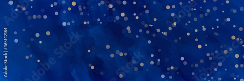 Vector hand drawn blue Christmas background with bokeh and light. Snowfall patterns on the window. Snowflakes. Vector texture for flyer, poster, banner. Merry Christmas. Winter. Cold. Snow.	