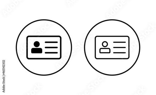 License icons set. ID card icon. driver license  staff identification card