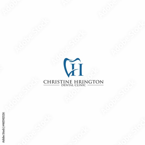 Vector graphic icon template for dental clinic initials ch. dentist treatment and health and mouth. Illustration for your business. Logotype, Logo
