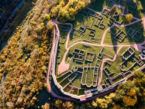 Aerial view of Ruins of the medieval Krakra fortress, Bulgaria photo