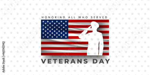 Veterans day poster. Veteran's day illustration with american flag, 11th November, Vector illustration