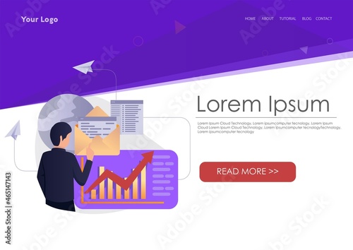 Man emailing business data