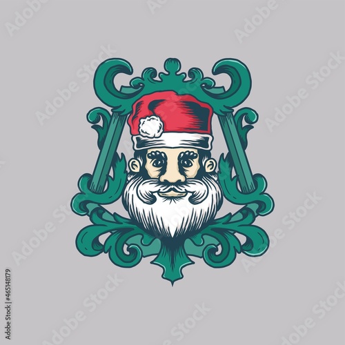 Hand drawn santa claus with ornament