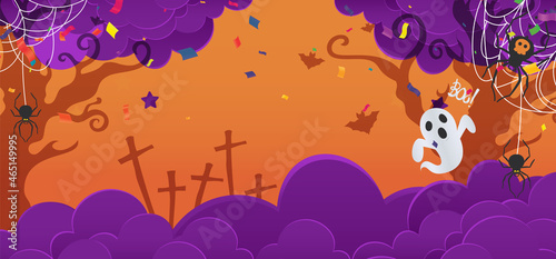 Holiday Halloween. on night sky background. party balloons graveyard. Vector illustration