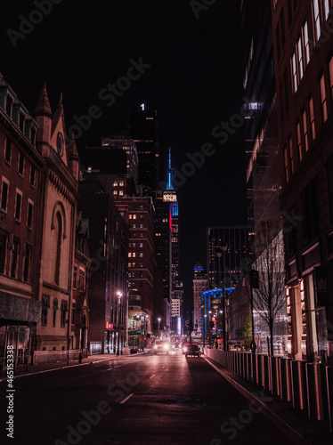 street New York city at night cars lights skyscrapers buildings traffic urban © Alberto GV PHOTOGRAP