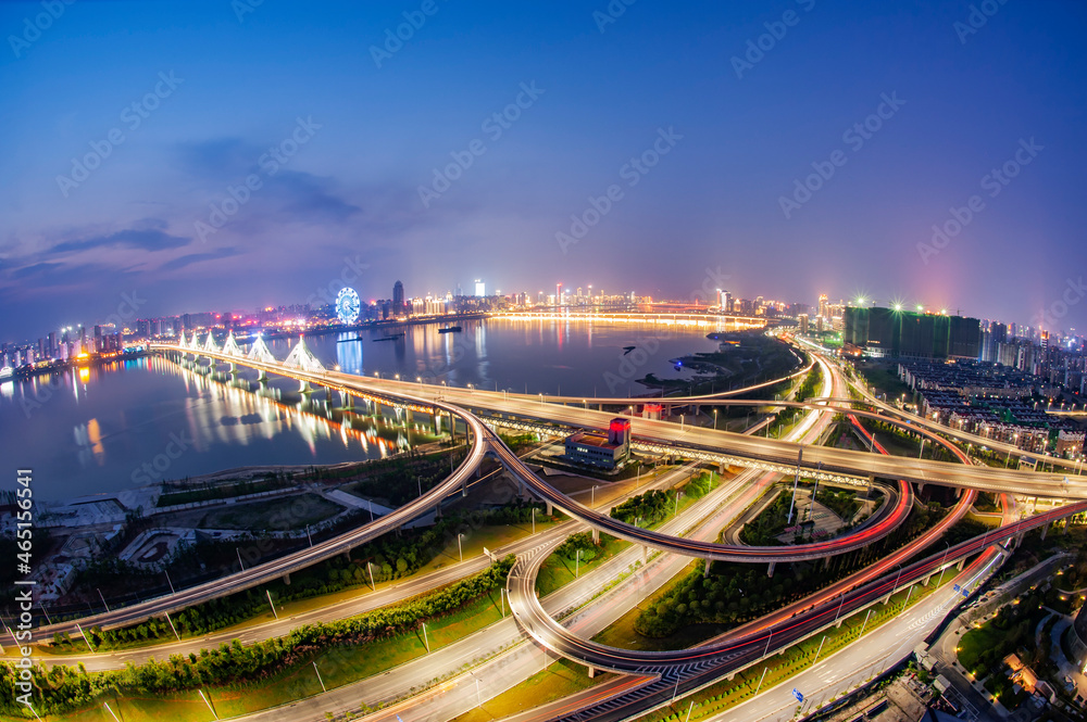 Night view of Chaoyang Bridge, Nanchang, China