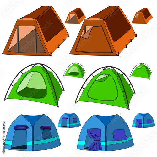 A set of tents for hiking and camping.