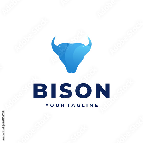 Bull  bison head gradient logo design