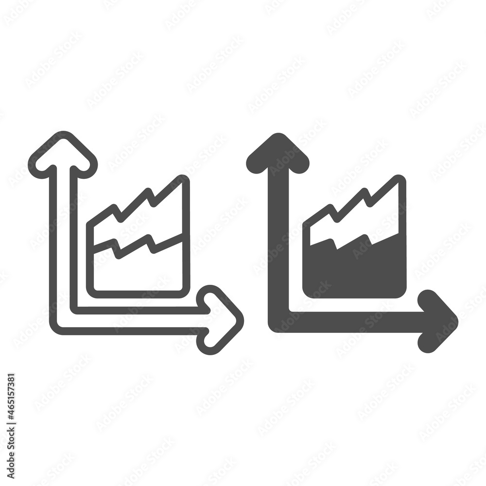 Dual chart with two growth curve line and solid icon, diagram concept, double line graph vector sign on white background, outline style icon for mobile concept and web design. Vector graphics. Dual chart with two growth curve line and solid icon, diagram concept, double line graph vector sign on white background, outline style icon for mobile concept and web design. Vector graphics.