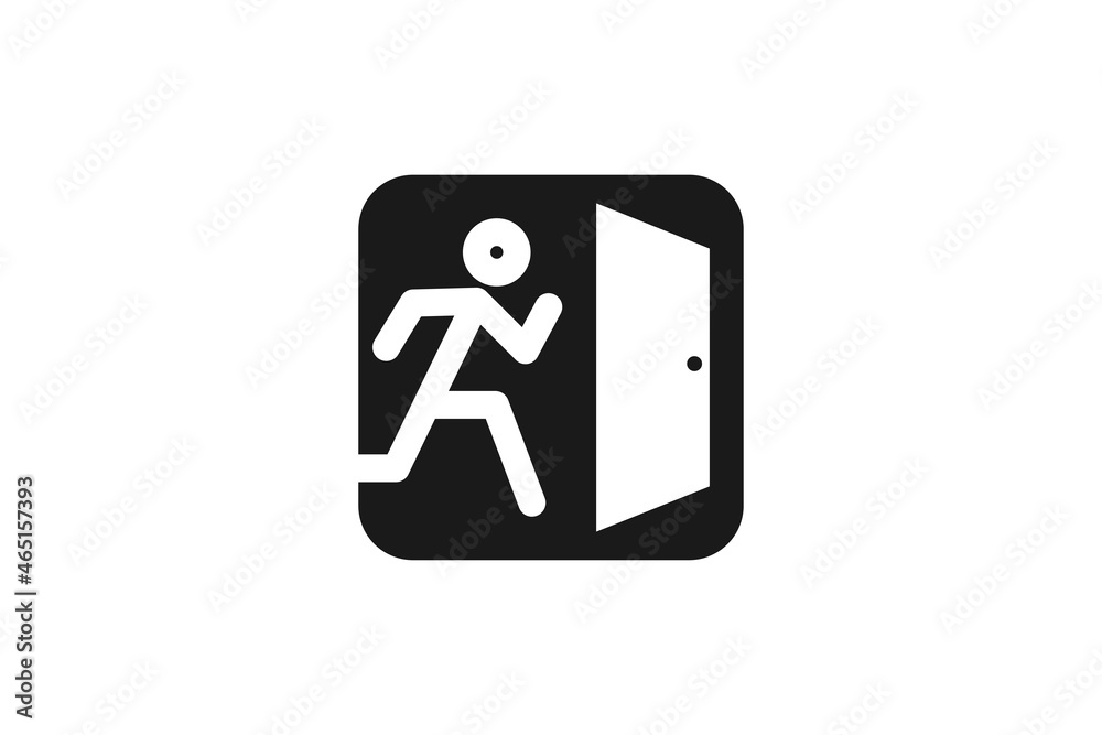 Vector icon for the exit sign. emergency exit way icon isolated on white background. warning signboard. fit for template a signboard in public places Vector icon for the exit sign. emergency exit way icon isolated on white background. warning signboard. fit for template a signboard in public places