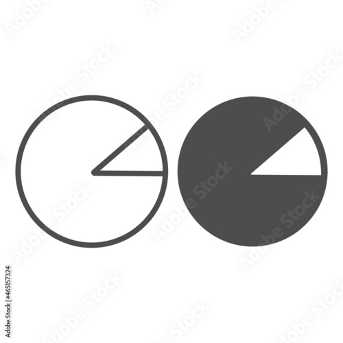 Pie chart with one eighth fraction line and solid icon, diagram concept, one eighth circle vector sign on white background, outline style icon for mobile concept and web design. Vector graphics.