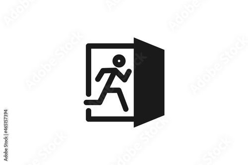 Vector icon for the exit sign. emergency exit way icon isolated on white background. warning signboard. fit for template a signboard in public places