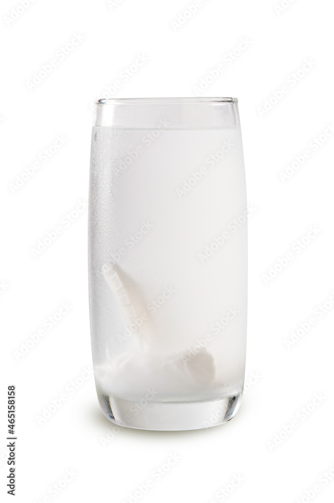 Coconut water in glass on white background. Coconut water in glass on white background.