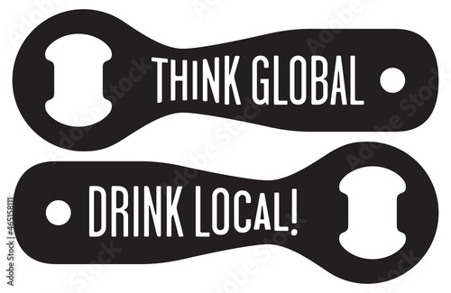 Think Global, Drink Local Craft Beer Design
Vector illustration of beer bottle openers for craft beer promotion or labels.