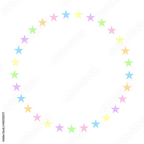 星の円形フレーム 白背景 カラフル