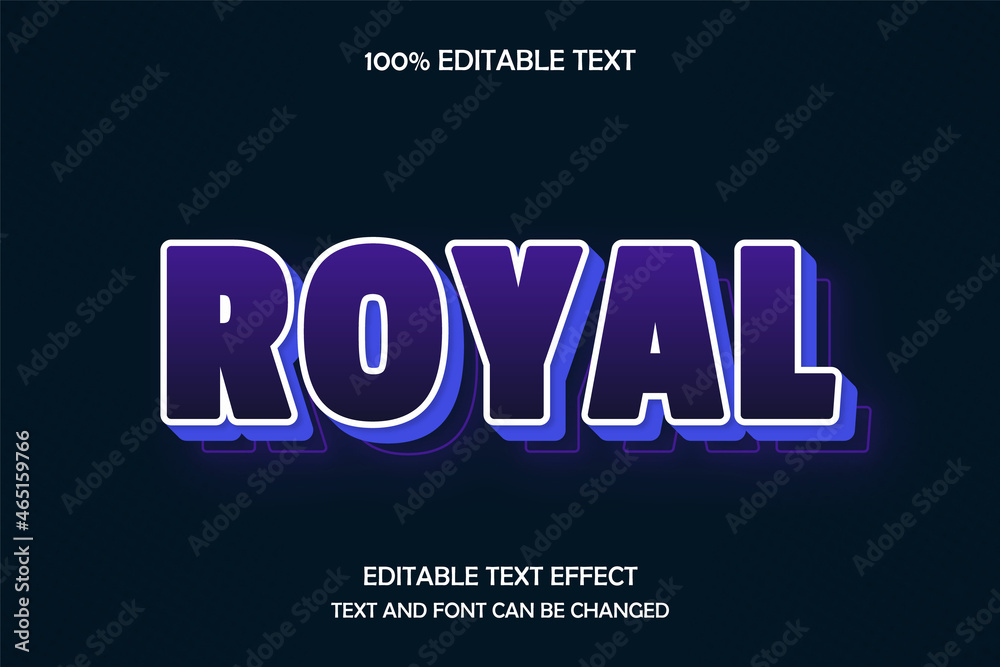 ROYAL 3 dimension editable text effect modern neon style
