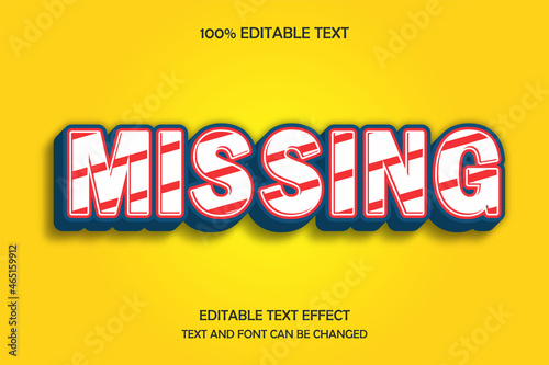 Missing 3 dimension editable text effect modern comic style