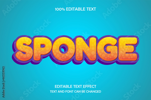 Sponge 3 dimension editable text effect modern comic style