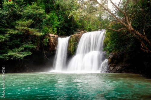Fototapeta Naklejka Na Ścianę i Meble -  Klong Chao waterfall at Koh Kut, Trat, Thailand. Beautiful waterfall in tropical forest.