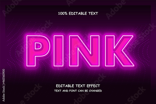 pink 3 dimension editable text effect modern shadow neon style