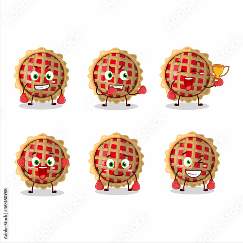A sporty apple pie boxing athlete cartoon mascot design