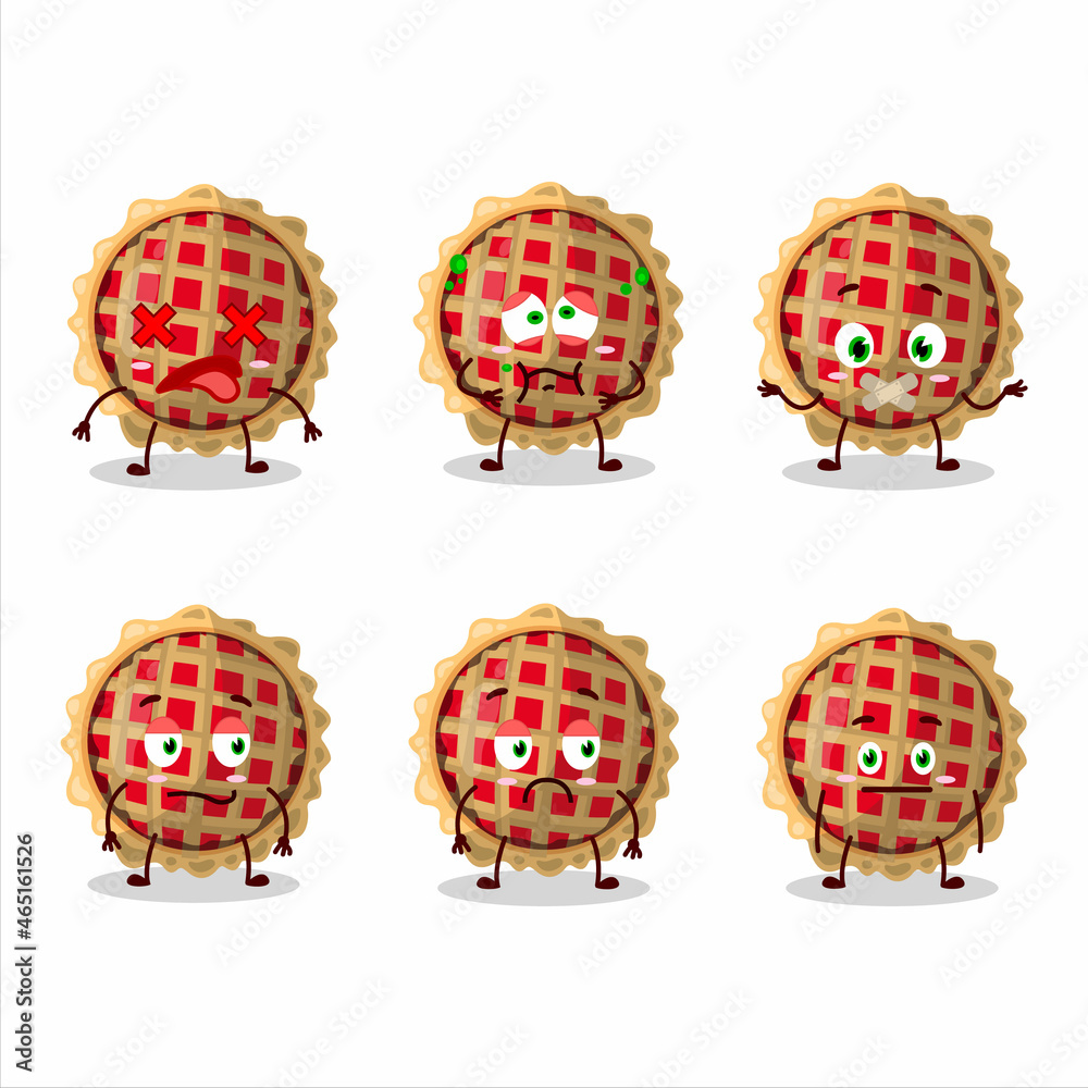 Apple pie cartoon character with nope expression Apple pie cartoon character with nope expression