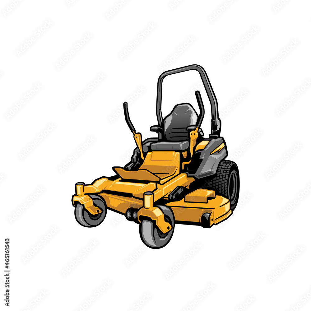 yellow lawn mower in white background isolated vector	 - obrazy, fototapety, plakaty 