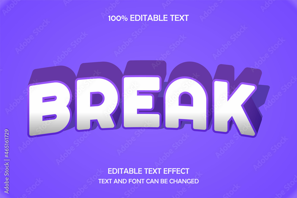 Break 3 dimension editable text effect modern neon shadow style