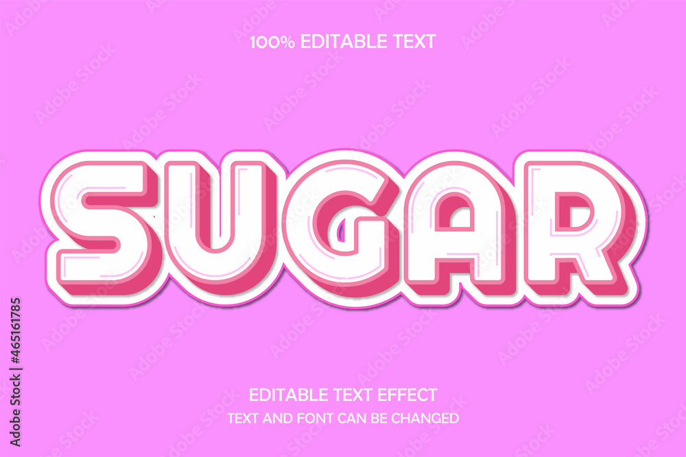 Sugar 3 dimension editable text effect modern shadow style