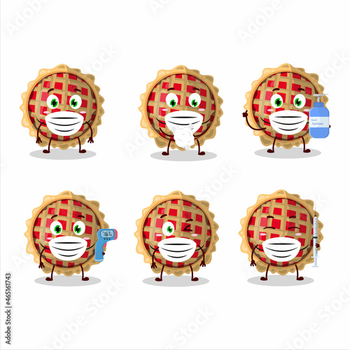 A picture of apple pie cartoon design style keep staying healthy during a pandemic