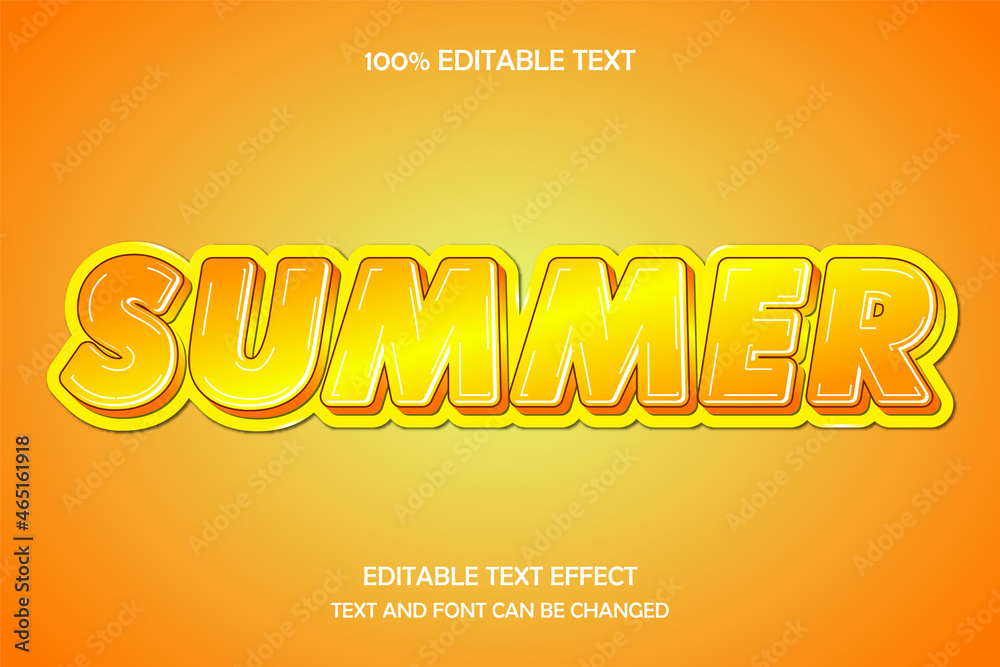 Summer 3 dimension editable text effect modern shadow style Summer 3 dimension editable text effect modern shadow style