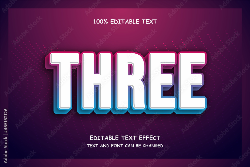 Three 3 dimension editable text effect modern futuristic style