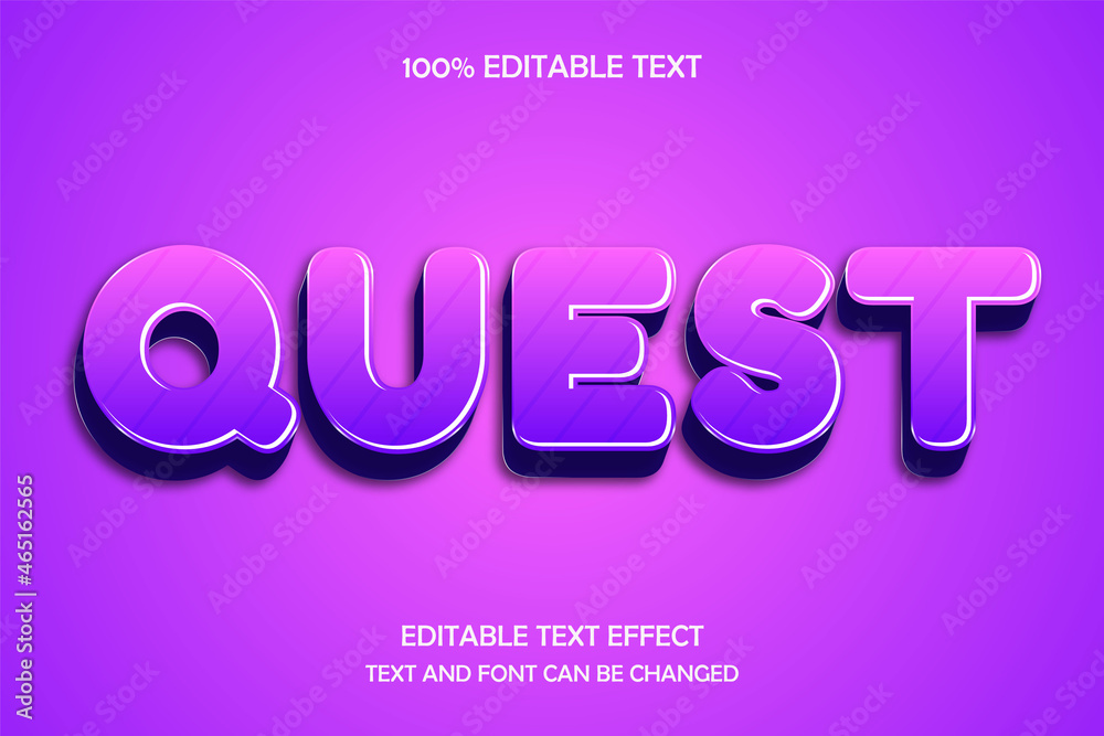Quest 3 dimension editable text effect modern comic style Quest 3 dimension editable text effect modern comic style