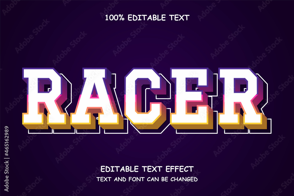 Racer 3 dimension editable text effect modern pattern style Racer 3 dimension editable text effect modern pattern style