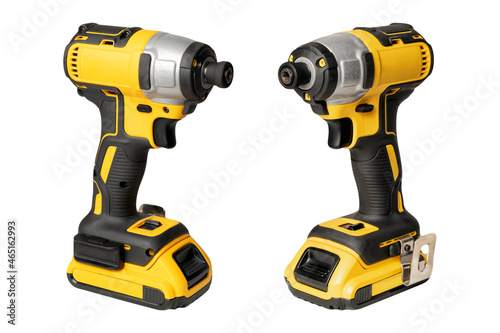 Electric tool ,Power tool ,impact driver or Cordless screwdriver with battery on white background