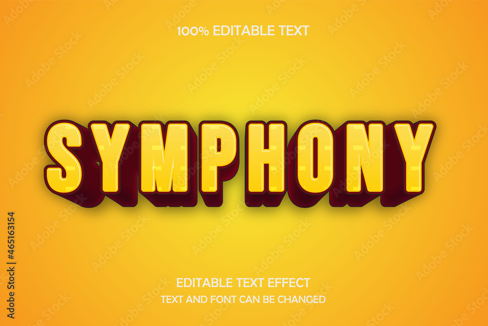 Symphony 3 dimension editable text effect modern pattern comic style