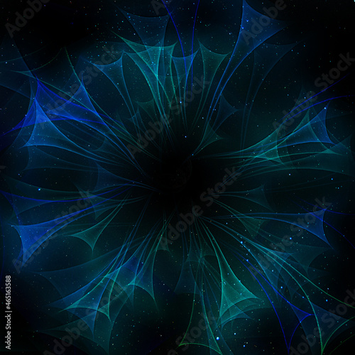Foto Fields of gravitational and electromagnetic waves around the empty space, sci-fi collage