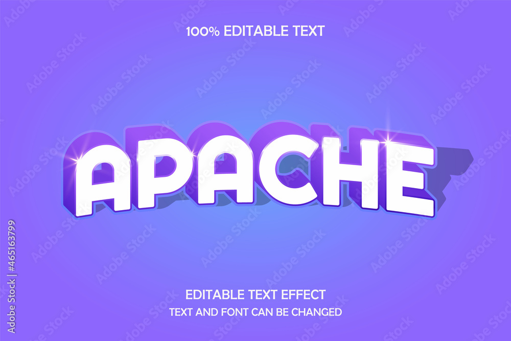Apache 3 dimension editable text effect modern glossy style