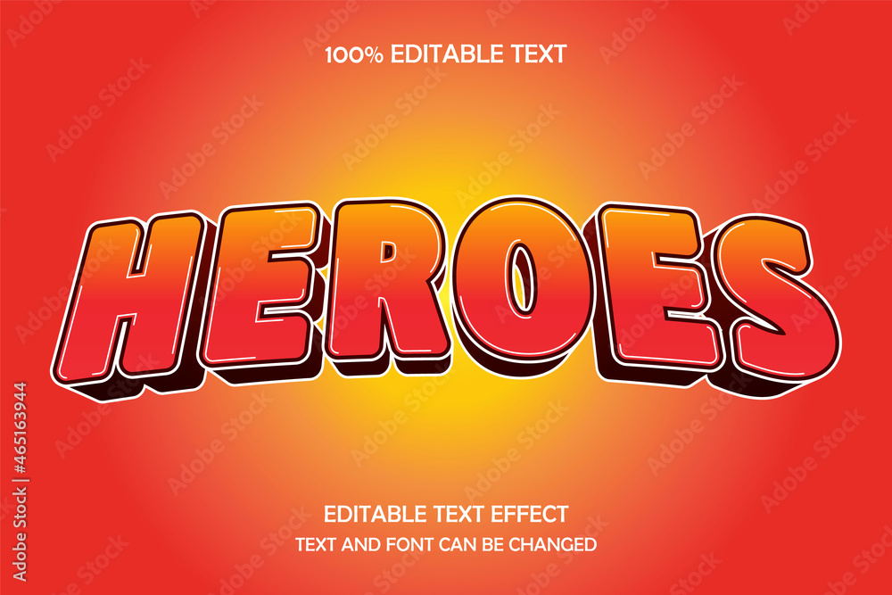 Heroes 3 dimension editable text effect modern pattern comic style