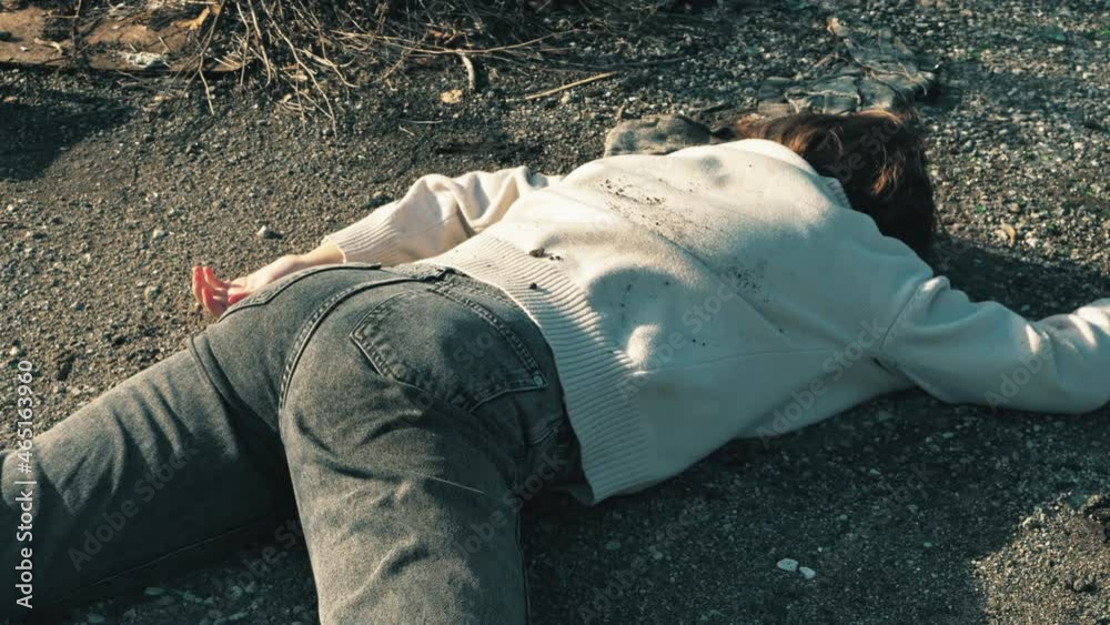 dead girl on the road pedestrian man had an accident in the news corpse