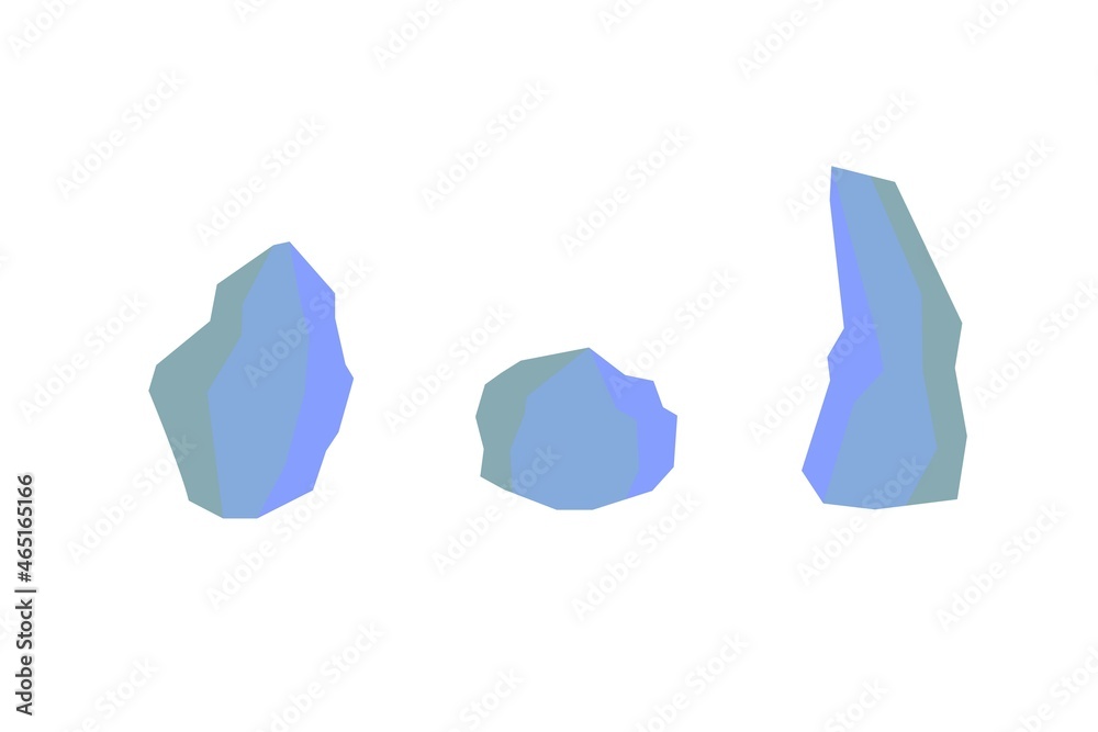 Ice Stone Set Icon Sign Flat Illustration on White Background