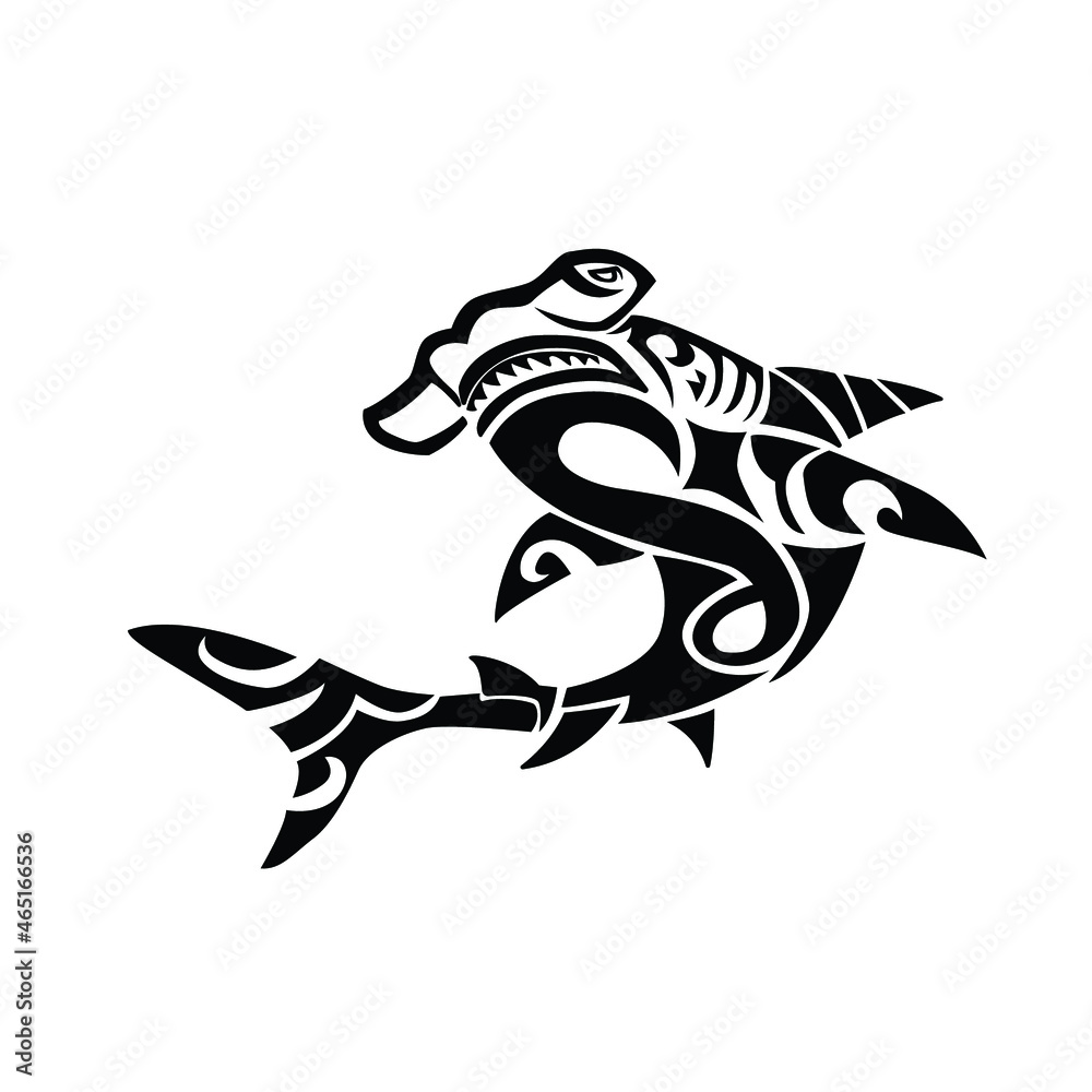 tribal hammerhead shark tattoo Stock Vector Adobe Stock