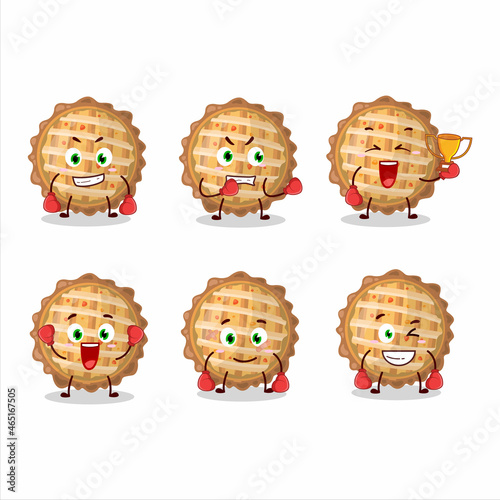 A sporty peach pie boxing athlete cartoon mascot design