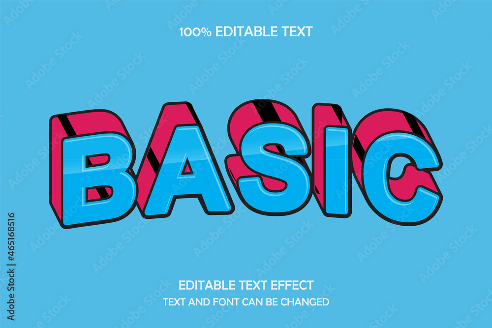 Basic 3 dimension editable text effect,blue red wrap line style