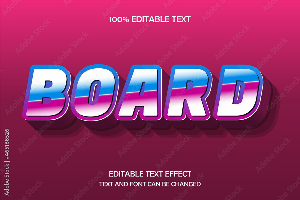 Board 3 dimension editable text effect,blue pink emboss style