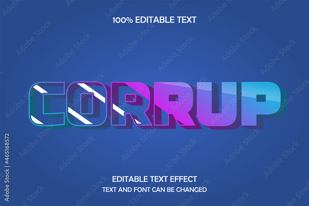Corrup 3 dimension editable text effect,blue purple half transparent style