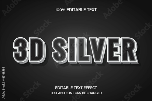3D Silver 3 dimension editable text effect silver pattern style
