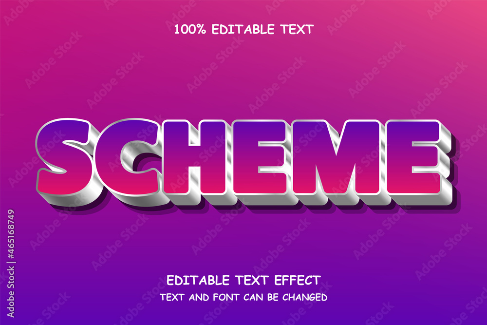 Scheme 3 dimension editable text effect gradation metal shadow style